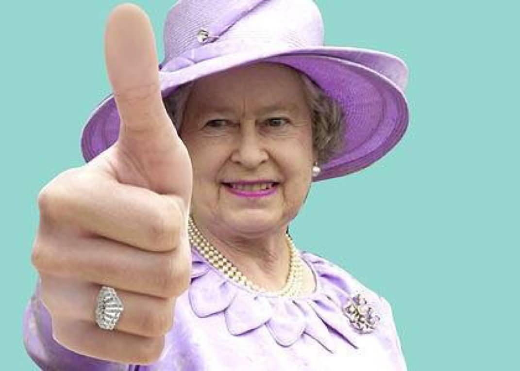 Her Most Glorious Maj - The Queen-queen-showing-thumbs-up-her-birthday1
