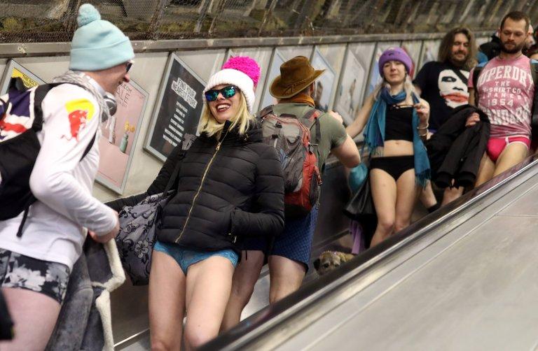 Annual no trousers on the London tube day in pictures